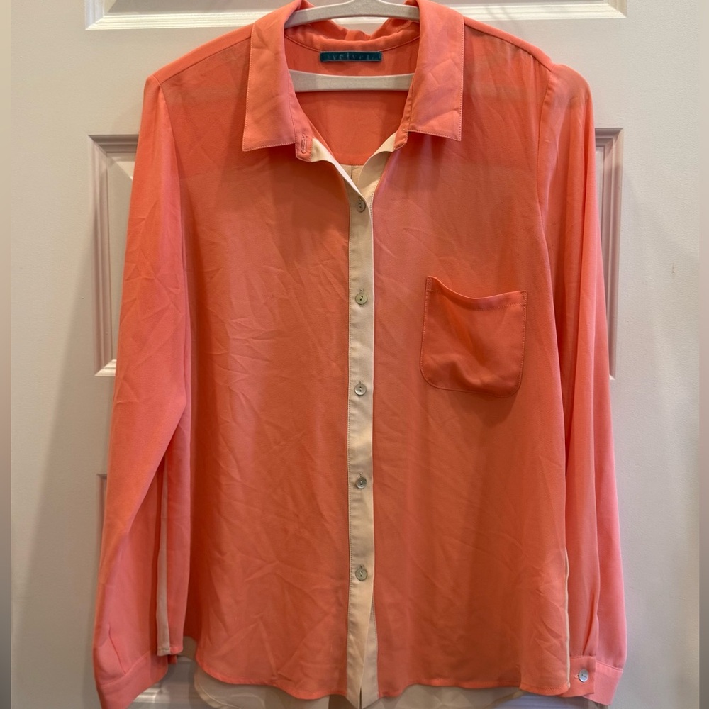 Velvet color block long sleeve sheer top